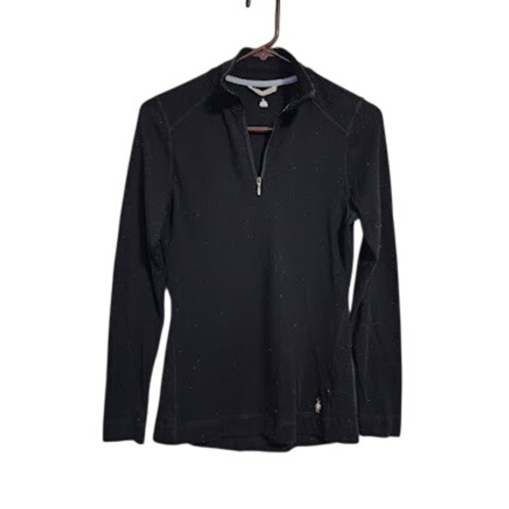 SMARTWOOL 100% Merino Wool Base Layer 1/4 Zip Pullover Black Gorpcore L